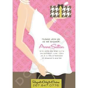  Belly Baby Shower   Pink Invitations 
