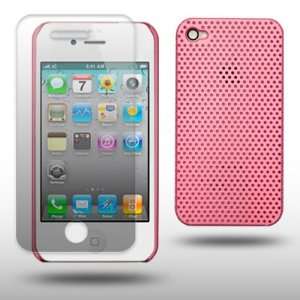  IPHONE 4G PINK PERFORATED CASE WITH SCREEN PROTECTOR BY 