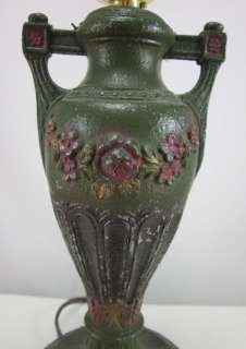   Painted Urn Pot Metal 11 Lamp w Intense Patina Character & Charm
