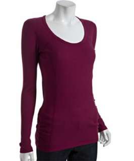 Three Dots currant cotton modal stretch long sleeve thermal t shirt 