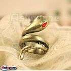 Double Head Bronze Snake Ring Vintage Style With Silver Rhinestone On 