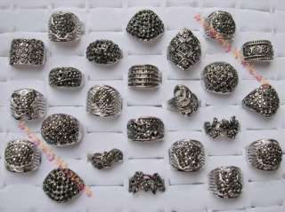 wholesale lots 18 piece vintage style Marcasite Silver rings  