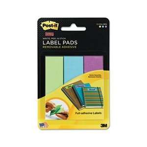 Removable Label Pads, 1w x 3h, Limeade/Blue/Grape, 75 Labels/Pack 