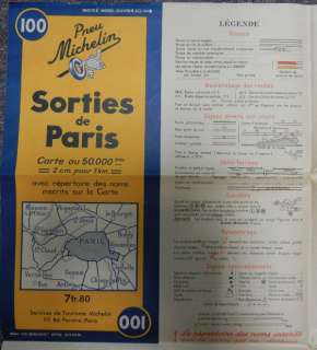   WORLD WAR TWO 1940s VINTAGE MICHELIN TIRE COMPANY MAP OF PARIS FRANCE