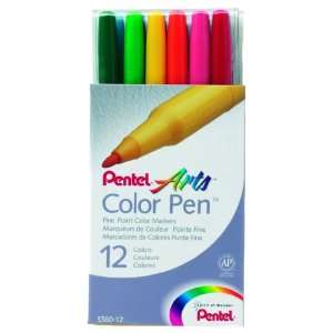  Pentel Arts Fine Point Color Pen Markers, Assorted Arts 