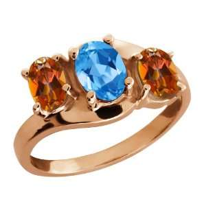   Swiss Blue Topaz and Ecstasy Mystic Topaz 18k Rose Gold Ring Jewelry