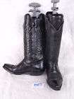 MEXICAN VINTAGE BLACK LEATHER POINTY COWBOY BOOTS SZ 3