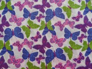 New Butterfly Insects Bugs Purple Pink Green Blue Fabric BTY  
