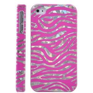  Hard Zebra Case Cover for iPhone 4S/iPhone 4 (Pink 