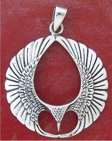 Indian Style Silver EAGLE   HAWK Feathers Pendant  