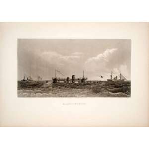  1879 Steel Engraving USS Miantonomoh Monitor Warship Naval 