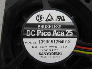 Sanyo Denki DC Pico Ace 25 DC Brushless 60mm Fan 12V/0.11A Model 