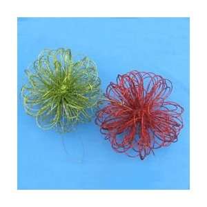 Club Pack of 12 Red and Green Glitter Flower Ball Christmas Ornaments 