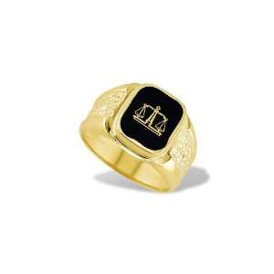    14k Yellow Gold Black Onyx Judge Justice Scales Ring Jewelry