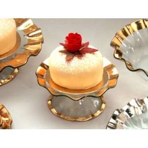 AnnieGlass Ruffle Petits Fours Stand Gold 