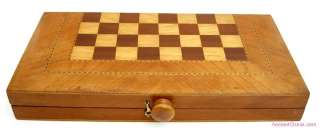 VINTAGE FOLDING CHESS BOARD WITH NEW ROSEWOOD SET  