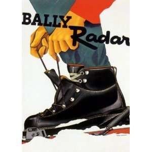  Bally Radar Ski Boots Vintage Skiing Poster