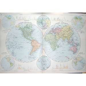   BACON MAP 1894 WORLD ATLAS RAINFALL TEMPERATURE