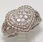 Judith Ripka Sterling Silver/925 Heart Paved CZ Cable Ring Size 5 