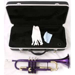  Purple Trumpet with Gloves and FREE Case Musical 