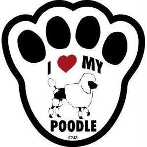  I Love My Poodle Dog Pawprint Window Decal w/Suction Cup 