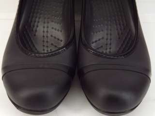 Womens shoes black rubber comfort 8 M Crocs wedge heels dress  