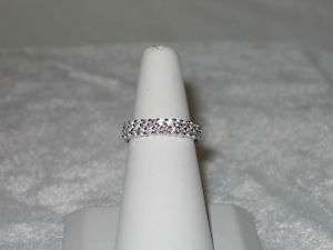 Sterling Silver 2 line CZ Band Ring with Prong Setting  