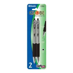  BAZIC Globe Retractable Gel Ink Pen w/ Grip (2/Pack), Case 