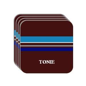 Personal Name Gift   TONIE Set of 4 Mini Mousepad Coasters (blue 