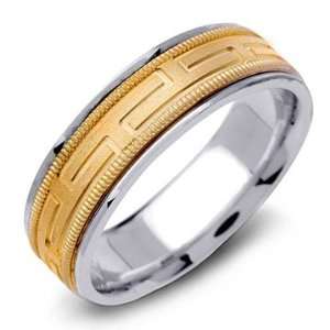   14K Gold Two Tone Milgrain Spinning Center Wedding Band Ring Jewelry