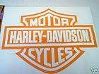 Harley Davidson Motorcycles Decal Orange Jumbo Die Cut