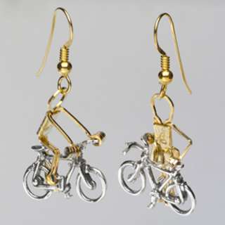 EARRINGS CYCLIST BICYCLE SPORTS Pierced Ears NEW GIFT  