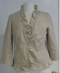 99 Talbots womens beige stretch ruffled jacket 14p  