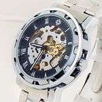 Mens Automatic Square Wrist Watch White Steel 3 Dials Mutifunction 