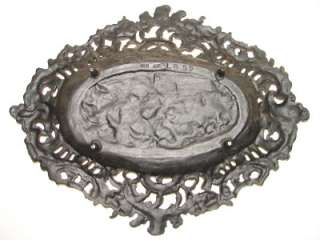 Vtg/Antique Cast Iron Footed Tray W/Women/Angels Mkd