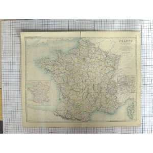    JOHNSTON ANTIQUE MAP c1870 FRANCE CORSICA PARIS