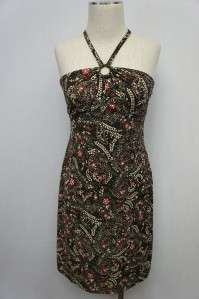 Ann Taylor Loft Brown/Pink/Beige Floral Dress 6P  