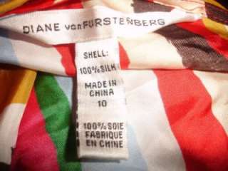 NEW DIANE von FURSTENBERG unique striped silk scarf dress 8 10  