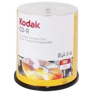  Kodak 52x 700MB 80 Minute CD R Media 75 Piece Spindle 