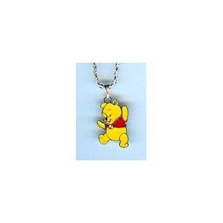  Winnie the Pooh Bear CZ Dog Tag Pendant Necklace 