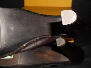 FENDI Platform Slides Sandal Shoes Metal Logo Heel 41  