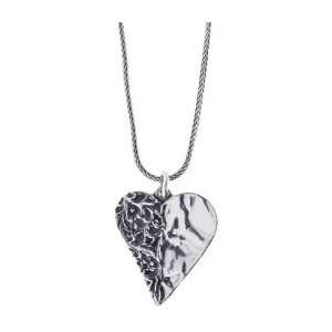 Hand Stamped Sterling Silver Heart Pendant Italy Jewelry