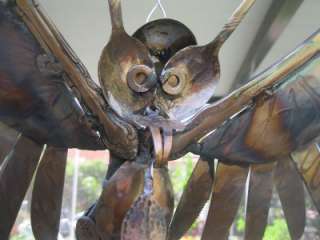 OWL WIND CHIME WELDED FROM EATING UTENSILS   CHIMES ARE A SNAKE, RAT 