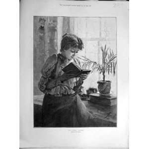  1894 Third Volume Johnson Lady Book Reading Old Print 