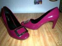 MICHAEL ANTONIO Pilgrim Buckle Plum Heel Pumps 7M  