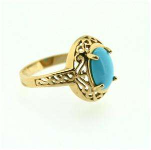 Vintage 14K Yellow Gold TURQUOISE Ring S8 5 grams  