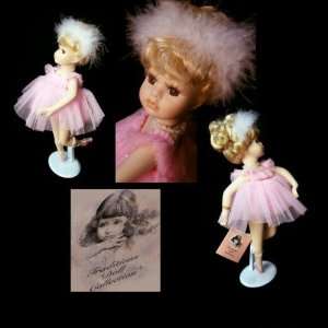   Porcelain Pink Ballerina Doll with Metal Display Stand
