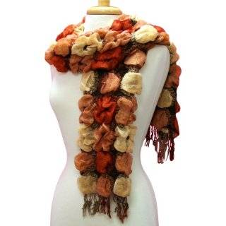  Brown Toned Rosette Flower Laced Victorian Scarf Clothing