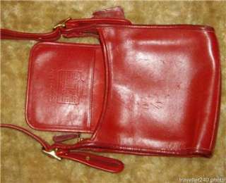 COACH Classic Small Legacy Zip Purse Red Leather Shoulder Bag Hobo 