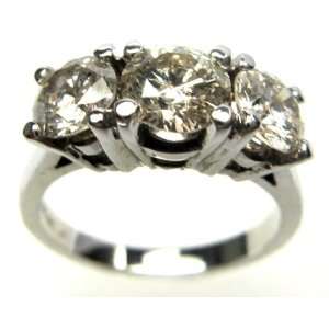   Diamond Three Stone Engagement Ring 14k ( 2.12 Ct, J Color, I1 Clarity